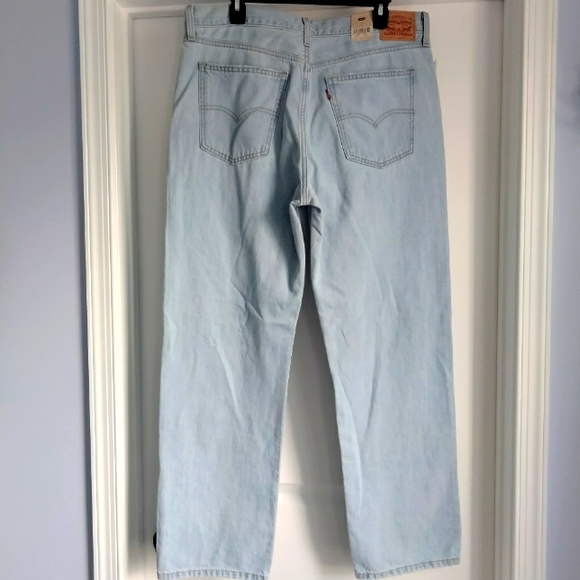 NWT 32 14 Levi's Low Pro Straight Leg Light Wash Destructed Denim Jeans NEW - Picture 14 of 14